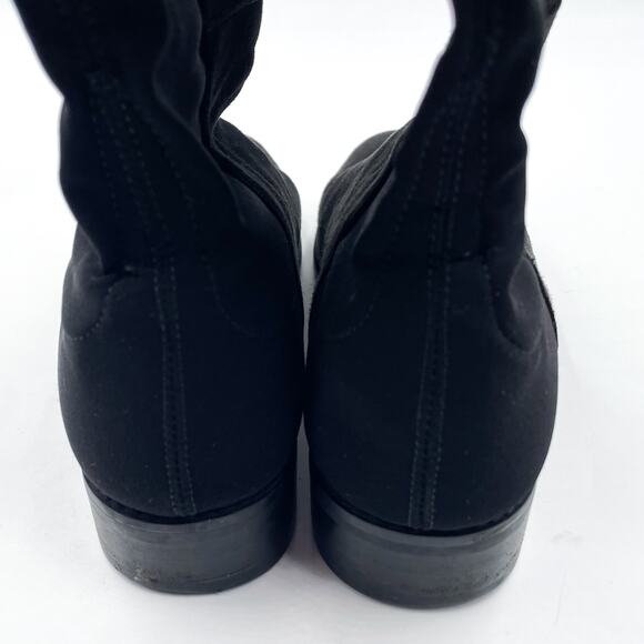Stuart Weitzman 50/50 Over the Knee Boots Black Suede Pull On Low Heel Sz 7.5 - Picture 7 of 9